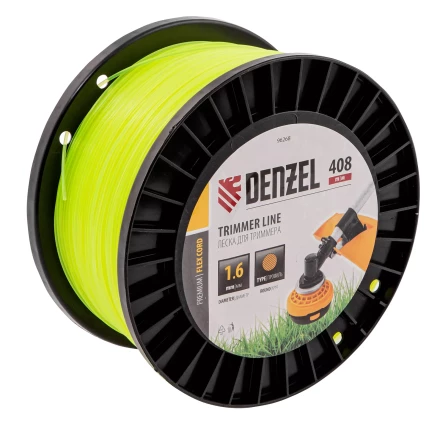 Леска для триммера круглая, 1,6мм х 408м, на DIN катушке FLEX CORD, Denzel 96268 купить в Муравленко