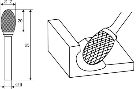 Борфреза Овальная E 6х12 Энкор 21707 купить в Муравленко
