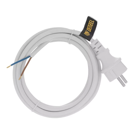 Шнур сетевой Denzel Energy Series, ПВС, 3 м, 2 x 1,5 мм, с неразборной вилкой, белый, 3 м, 37672 купить в Муравленко