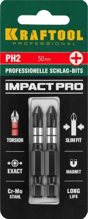 Биты для ударных шуруповертов KRAFTOOL Impact Pro PH 26191-2-50-S2 купить в Муравленко