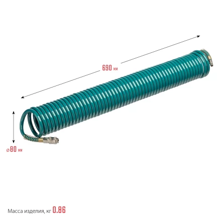 Воздушный спиральный шланг KRAFTOOL с фитингами рапид 8х12 мм 06590-10 купить в Муравленко