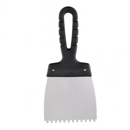 Шпатель из нержавеющей стали 100 мм зуб 4 х 4 мм пластмассовая ручка Россия 85138 купить в Муравленко