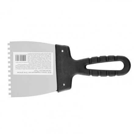 Шпатель из нержавеющей стали 100 мм зуб 4 х 4 мм пластмассовая ручка Россия 85138 купить в Муравленко