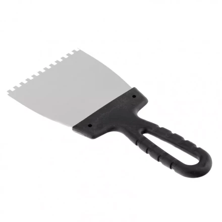 Шпатель из нержавеющей стали 100 мм зуб 4 х 4 мм пластмассовая ручка Россия 85138 купить в Муравленко