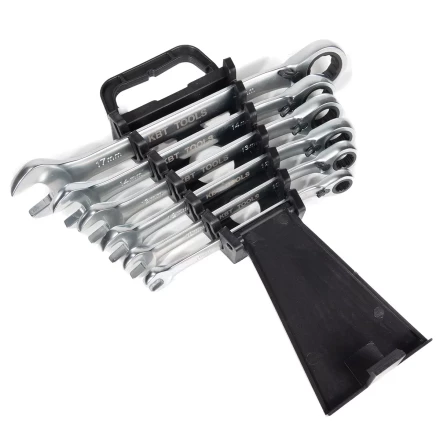 Набор гаечных комбинированных трещоточных ключей КВТ НТКП-6 (8–17 мм), 6 шт., с переключателем реверса (91952) купить в Муравленко