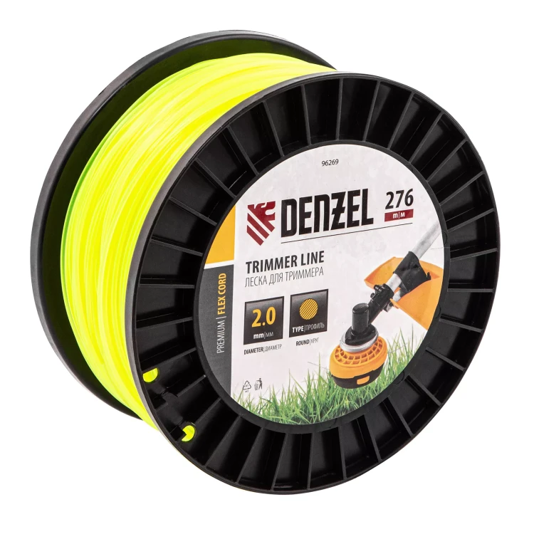Леска для триммера круглая, 2,0мм х 276м, на DIN катушке FLEX CORD,  Denzel 96269 купить в Муравленко