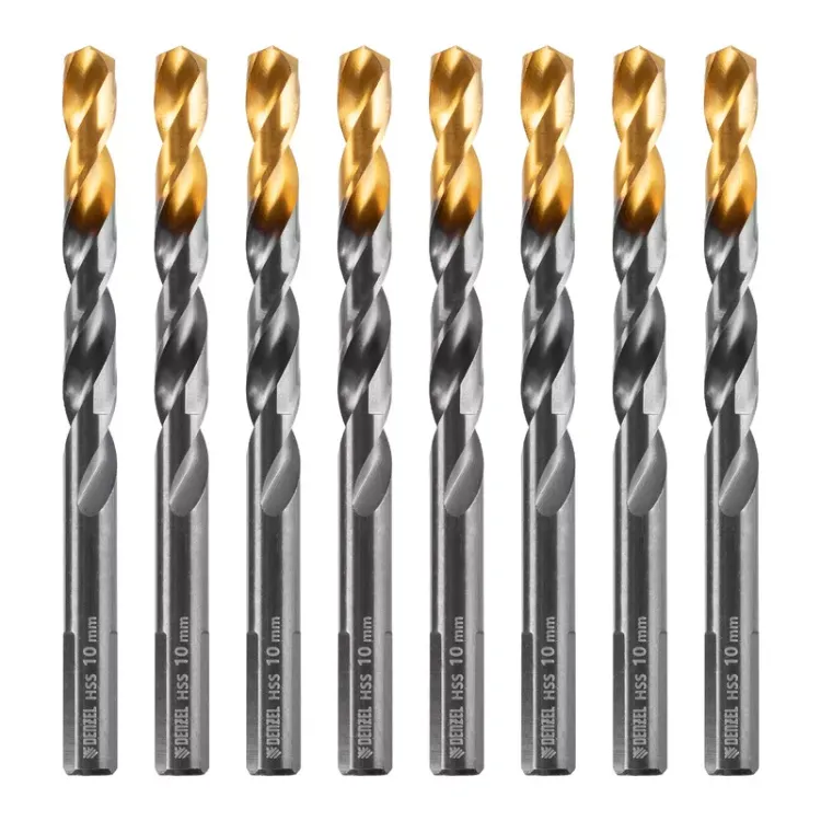 Сверло по металлу, 10 мм, HSS-Tin, Golden Tip, 8 шт. Denzel 717222 купить в Муравленко