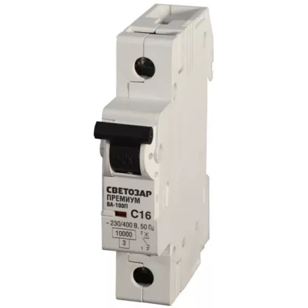 Выключатель автоматический СВЕТОЗАР &quot;ПРЕМИУМ&quot; 1-полюсный, 10 A, &quot;C&quot;, откл. сп. 10 кА, 230 / 400 В SV-49031-10-C купить в Муравленко