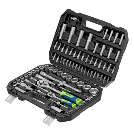 Набор инструментов Сибртех 13388, 1/2&quot;, 1/4&quot;, пластиковый кейс, 94 предмета купить в Муравленко