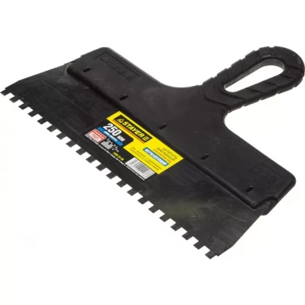 Шпатель STAYER &quot;PROFESSIONAL&quot; нержавеющий зубчатый с пластмассовой ручкой, 250мм, зуб 6х6мм 1009-25-06 купить в Муравленко