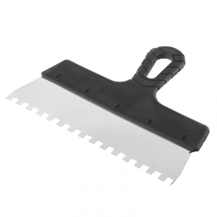 Шпатель из нержавеющей стали 250 мм зуб 8 х 8 мм пластмассовая ручка Россия 85143 купить в Муравленко