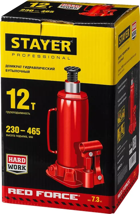 Домкрат STAYER "PROFI" гидравлический бутылочный, 12т, 210-400мм 43160-12 купить в Муравленко