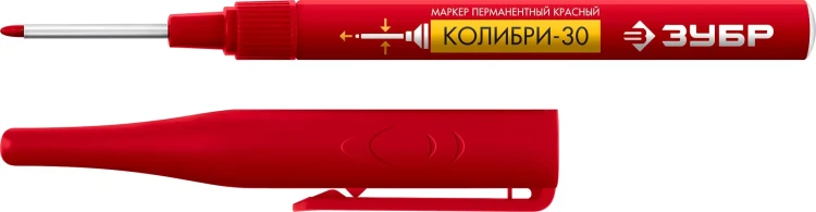 ЗУБР Колибри-30 красный, наконечник L 30 мм,  2.8 мм, перманентный маркер для отверстий (06338-3) купить в Муравленко