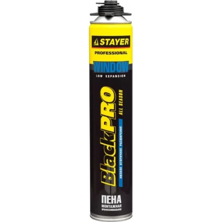 Пена &quot;BlackPRO WINDOW&quot; профессиональная, монтажная, пистолетная, всесезонная, 750мл, STAYER 41136 купить в Муравленко
