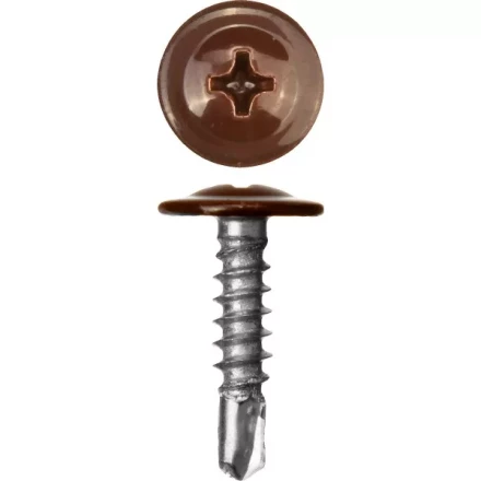 Саморезы ЗУБР с прессшайбой и сверлом по листовому металлу до 2мм, окрашенные в RAL-8017, PH2, 4,2х25мм, 400шт 300211-42-025-8017 купить в Муравленко