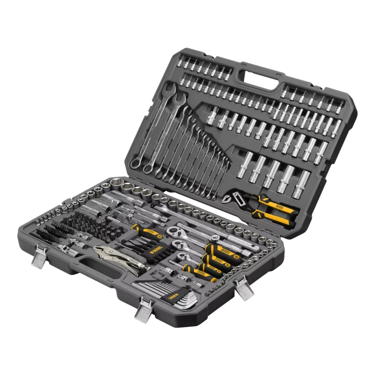 Набор инструментов Denzel 15808, 1/2", 3/8", 1/4", CrV, S2, пластиковый кейс, 232 предмета купить в Муравленко