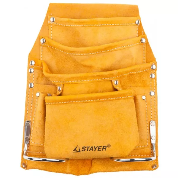 Сумка поясная STAYER "MASTER" для инструментов, кожаная, 8 карманов, 2 скобы 38505 купить в Муравленко