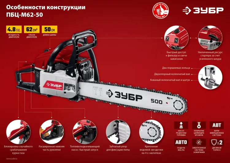 Бензопила ПБЦ-М62-50 серия МАСТЕР купить в Муравленко
