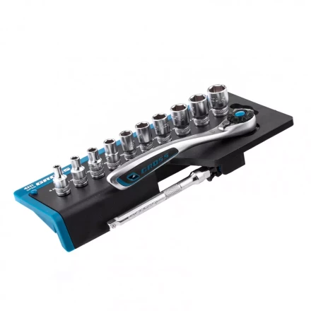 Набор торцевых головок трещотка 120 зубьев 12 предметов 1/4&quot; CrV Gross 14141 купить в Муравленко