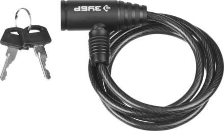 Замок ЗУБР &quot;СТАНДАРТ&quot;, тросовый, 2 ключа в комплекте, длина троса 650мм, d 6мм 37269-65 купить в Муравленко