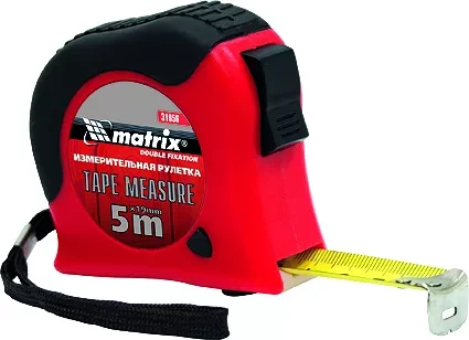 Рулетка Double  fixation 10 м х 25 мм обрезиненный  корпус двойная плавная фиксация  MATRIX 31061 купить в Муравленко