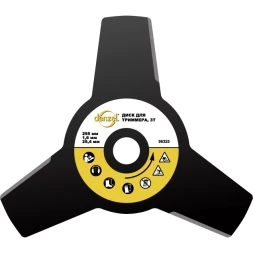 Диск для триммера 255 х 25,4 толщина 1,6 мм 3 лезвия DENZEL 96325