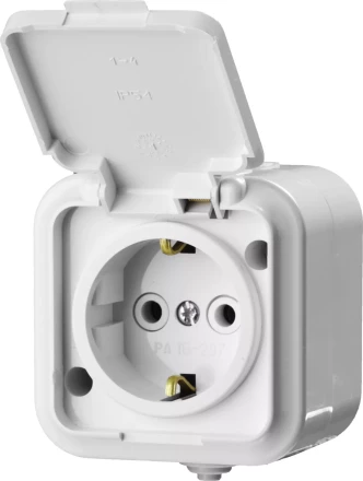 Розетка STAYER &quot;MASTER&quot; &quot;MAXIMA&quot; одноместная, с заземлением, с защитной крышкой, IP54, 16А, 220В 54306-W купить в Муравленко