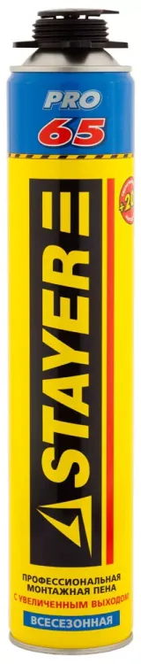 Пена "BlackPRO 65" профессиональная, монтажная, пистолетная, всесезонная, 800мл, STAYER 41137 купить в Муравленко