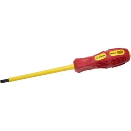 Отвертка STAYER &quot;PROFESSIONAL&quot; &quot;MAX-GRIP&quot; диэлектрическая, двухкомпонентная рукоятка, Cr-V, SL 5,5x125мм 25827-05-125 G купить в Муравленко