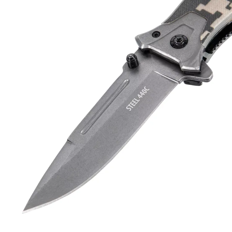 Нож складной Denzel, многоцелевой, системы Liner-Lock, с накладкой G10 на прямой рук-ке+стеклобой, 79208 купить в Муравленко