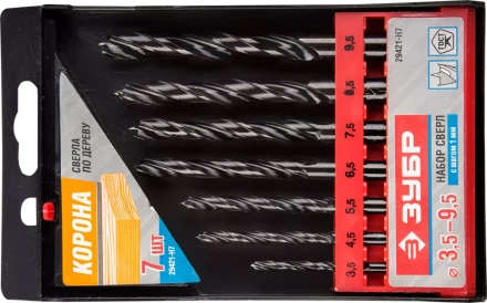 ЗУБР. Набор сверл по дереву, 7шт, 3,5-4,5-5,5-6,5-7,5-8,5-9,5 мм 29421-H7 купить в Муравленко