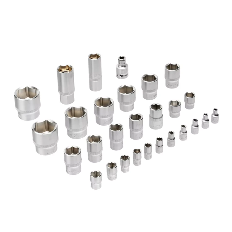 Набор инструментов Denzel, 1/2", 1/4", CrV, S2, пластиковый кейс, 82 предмета 15809 купить в Муравленко