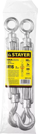 Талреп DIN 1480, крюк-кольцо, оцинкованный, М16, 2 шт, STAYER Master 30515-16 30515-16 купить в Муравленко