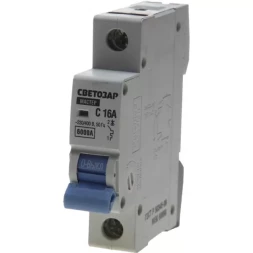 Выключатель автоматический СВЕТОЗАР 1-полюсный, 16 A, &quot;C&quot;, откл. сп. 6 кА, 230 / 400 В SV-49061-16-C