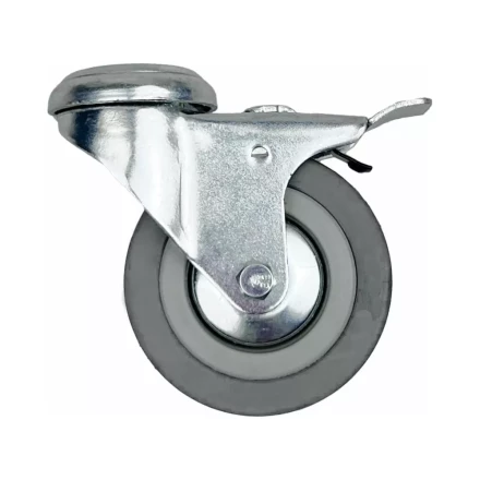 Аппаратное поворотное колесо с тормозом под болт HITCH 75*20 резина серая SChgb93 (SZ084854) купить в Муравленко