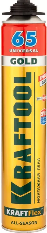Пена "GOLD 65" профессиональная, монтажная, пистолетная, всесезонная, 850мл, KRAFTOOL 41194 купить в Муравленко