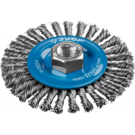 ЗУБР &quot;ПРОФЕССИОНАЛ&quot;. Щетка дисковая для УШМ, плетеные пучки стальной проволоки 0,5мм, 100ммхМ14 35192-100_z02 купить в Муравленко