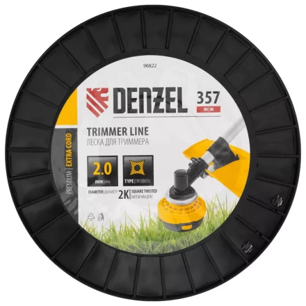 Леска для триммера двухкомпонентная витой квадрат, 2,0мм х 357м, на DIN катушке EXTRA CORD// Denzel 96822 купить в Муравленко
