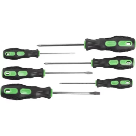 Набор URAGAN: Отвертки с двухкомпонентной рукояткой, SL3x75, 5x100, 6x100. PH0x75, 1x100, 2x100, 6 предм 25188-H6 купить в Муравленко