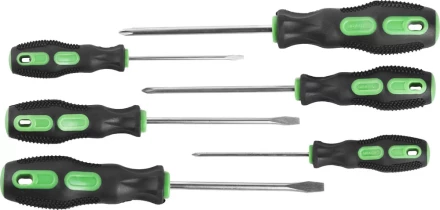 Набор URAGAN: Отвертки с двухкомпонентной рукояткой, SL3x75, 5x100, 6x100. PH0x75, 1x100, 2x100, 6 предм 25188-H6 купить в Муравленко