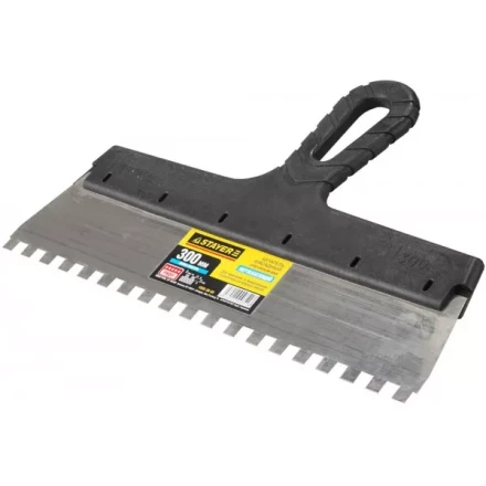 Шпатель STAYER &quot;PROFESSIONAL&quot; нержавеющий зубчатый с пластмассовой ручкой, 300мм, зуб 8х8мм 1009-30-08 купить в Муравленко