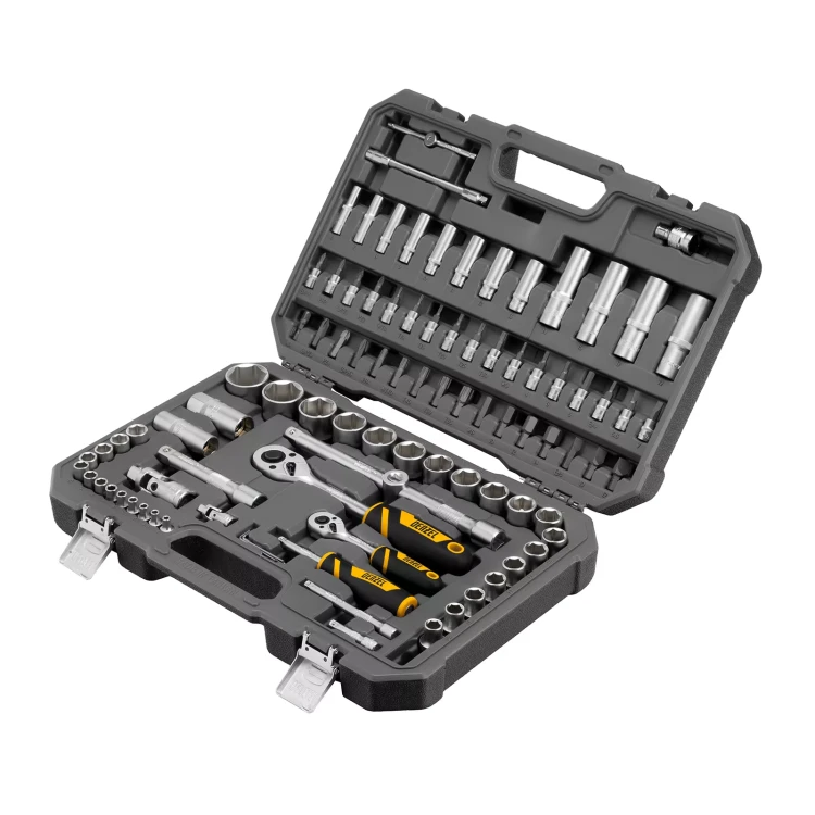 Набор инструментов Denzel 15813, 1/2", 1/4", CrV, S2, пластиковый кейс, 94 предмета купить в Муравленко