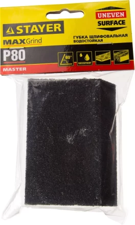 Губка шлифовальная STAYER &quot;MASTER&quot; угловая, зерно - оксид алюминия, Р80, 100 x 68 x 42 x 26 мм, средняя жесткость 3561-080 купить в Муравленко