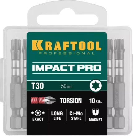 Биты для ударных шуруповертов KRAFTOOL Impact Pro TX 26195-30-50-S10 купить в Муравленко