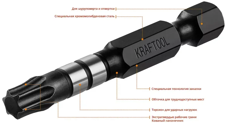 Биты для ударных шуруповертов KRAFTOOL Impact Pro TX 26195-30-50-S10 купить в Муравленко