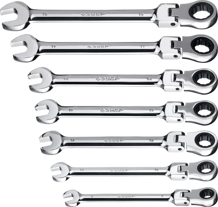 Наборы трещоточных комбинированных ключей шарнирных серия ПРОФЕССИОНАЛ купить в Муравленко