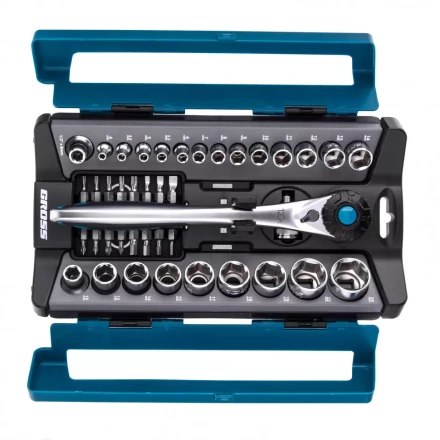 Набор торцевых головок трещотка 120 зубьев 41 предмет 1/2&quot; 1/4&quot; CrV Gross 14143 купить в Муравленко