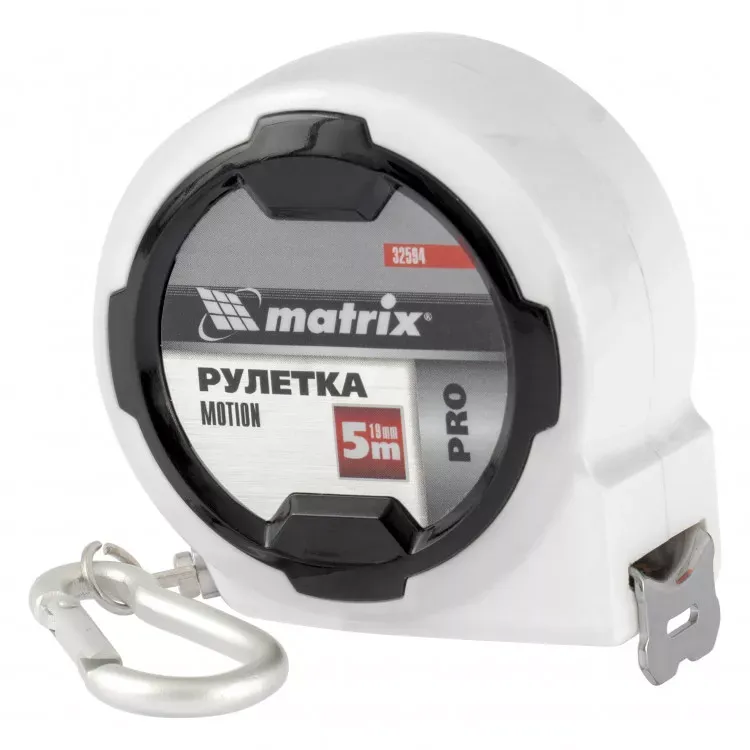 Рулетка Motion 5 м x 19 мм возможность записи карабин-держатель PRO Matrix 32594 купить в Муравленко