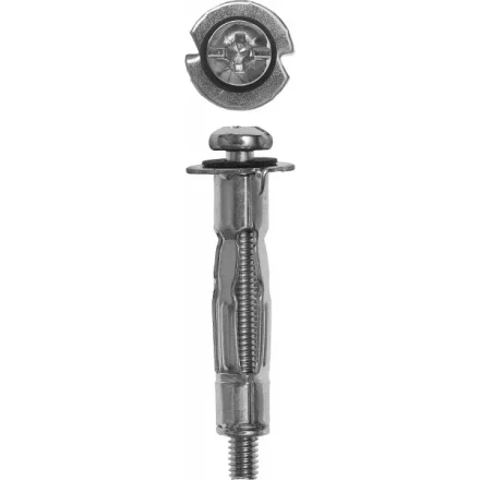 Анкер ЗУБР для пустотелых конструкций оцинкованный, с винтом PH2&amp;SL, М4х21х5мм, ТФ6, 4шт 4-302476-04-020 купить в Муравленко