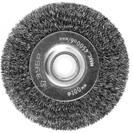 ЗУБР &quot;ПРОФЕССИОНАЛ&quot;. Щетка дисковая для точильно-шлифовального станка, витая стальная проволока 0,3мм, 100х12,7мм 35185-100_z02 купить в Муравленко